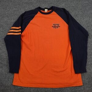 Vintage Top Heavy Shirt Mens XL Orange Navy Long Sleeve Raglan 77 Athletic Dept
